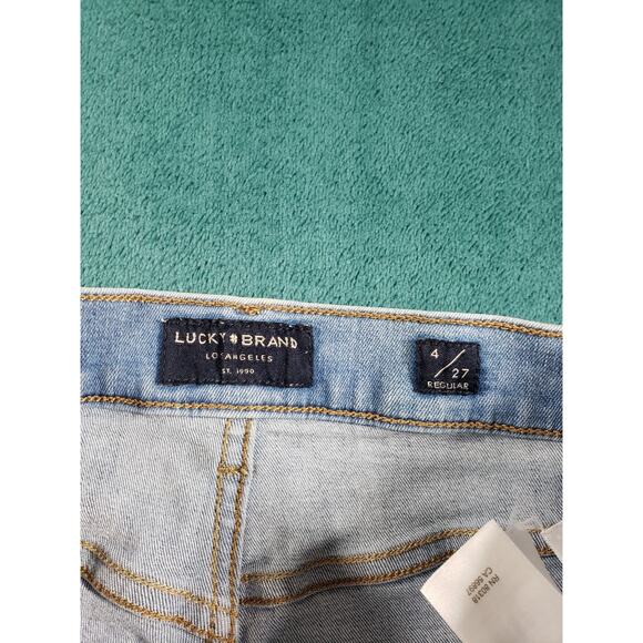 Lucky Brand Jeans Size 4 Womens Blue Stretch Pants Fray Hem Mid Rise Ava Skinny - Picture 3 of 14